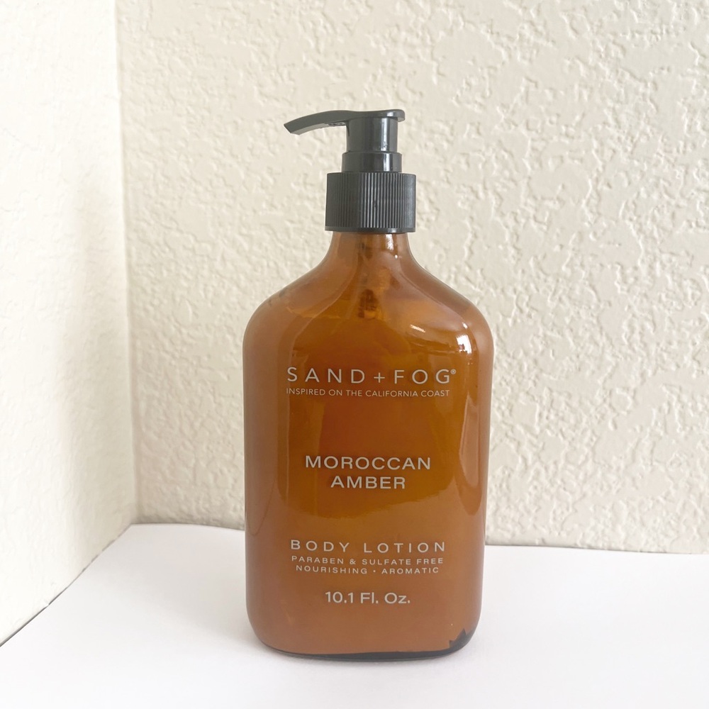 Sand + Fog Body Lotion 10.1 Fl Oz Glass Bottle Moroccan Amber